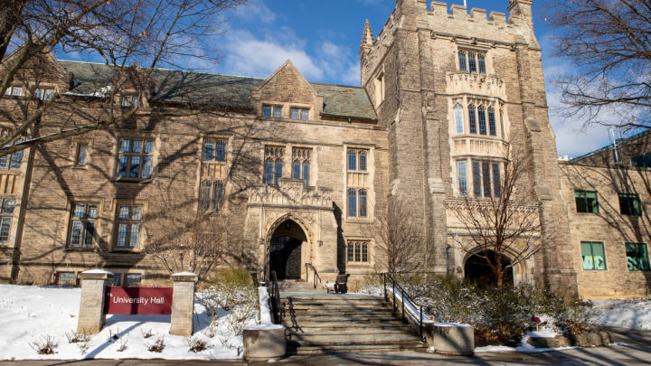 McMaster University Hall in Winter.