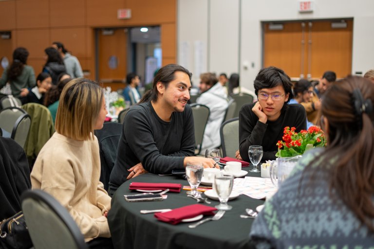 Students gathered for Fall Harvest Dinner in CIBC Hall.