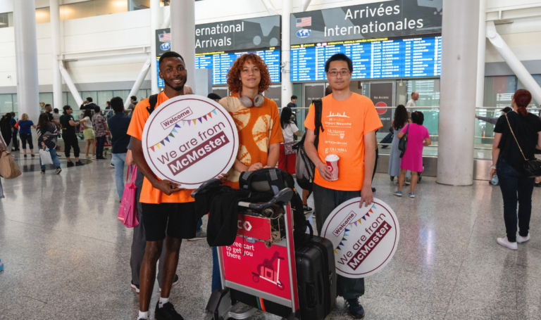 McMaster volunteers at Pearson Airport