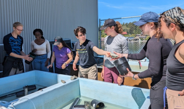 Group of students and researchers at Bamfield Marine Sciences Centre.