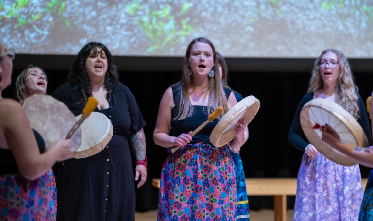 Drumming group during Indigenous Graduate Celebration.