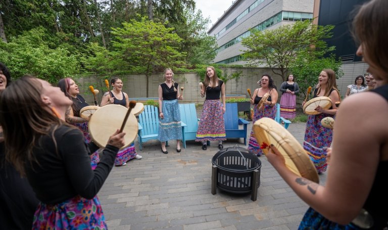 Indigenous drumming circle.