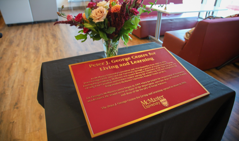 Peter George Centre for Living and Learning plaque.