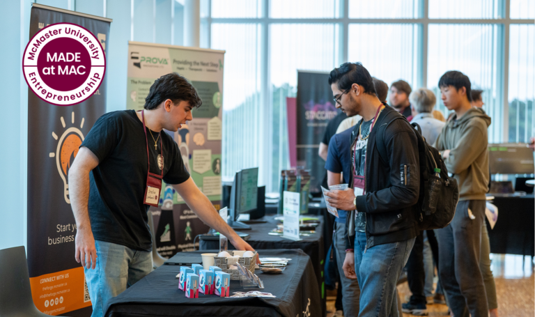 Students and entrepreneurs at showcase event.