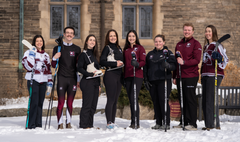 Group of McMaster winter-sport athletes.
