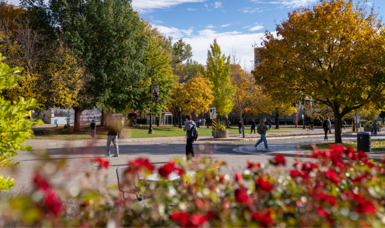 Scenic fall view of campus.