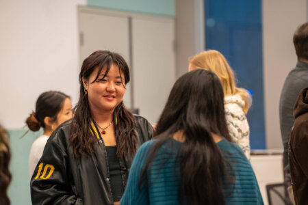 Students connecting at event