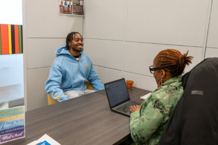 Student in appointment with BSSC staff member