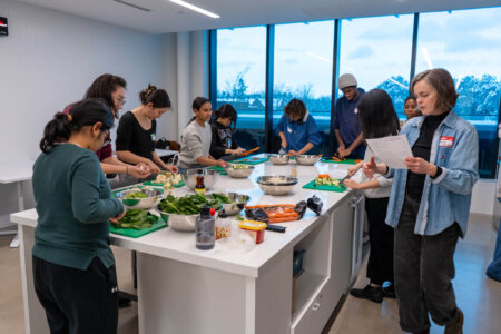 Students and facilitator during cooking event